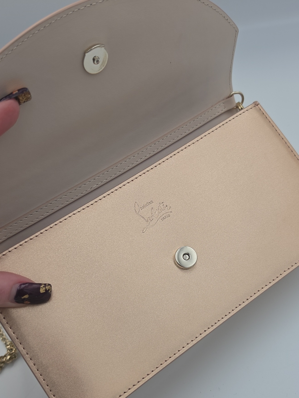 Christian Louboutin Loubi54 Gold Satin/Leather Small Crossbody (VERY GOOD)COA✨️ - Picture 10 of 16